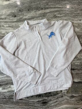 Detroit Lions NFL Light Gray Team Apparel Henley Pullover Women’s XXL